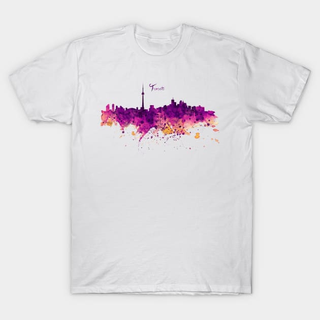 Toronto Watercolor Skyline T-Shirt by Marian Voicu